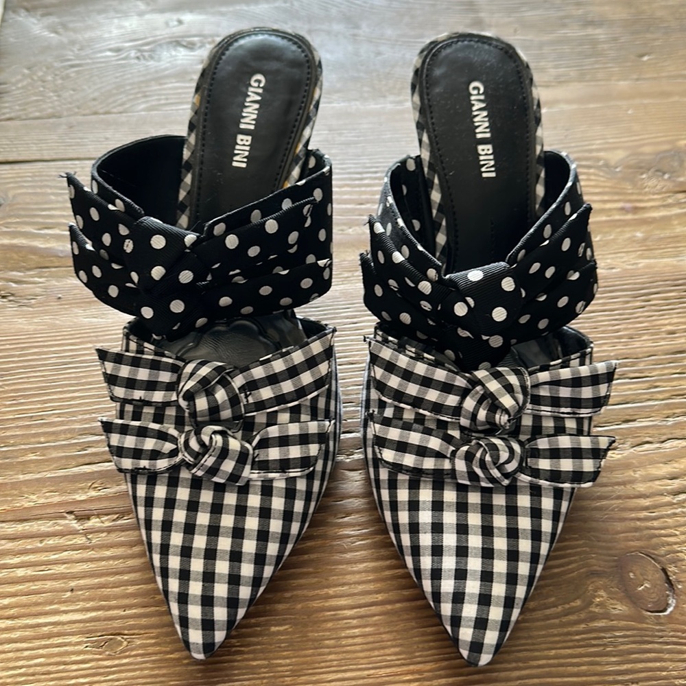 Gianni Bini black and white gingham heeled sandals size 9 new - make a statement